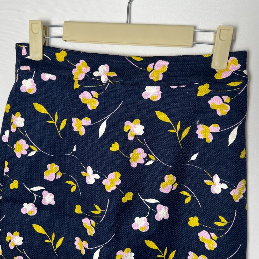 Boden Martha Pencil Skirt Women's 2 Reg Floral Navy Blue Lined Career Back Zip - Picture 2 of 9
